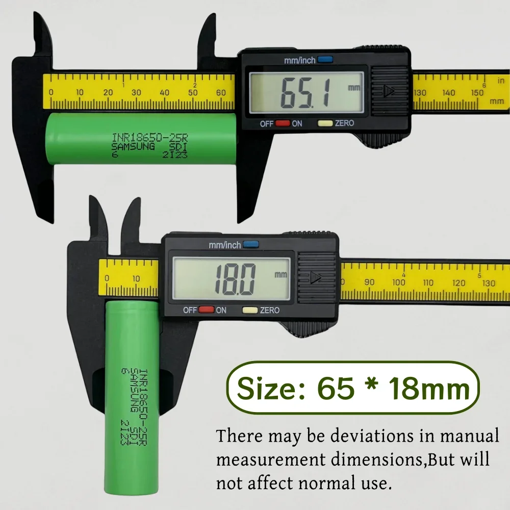100% New 18650-25R 3.7V 2000mAh Li-ion Rechargeable Battery Suitable for Flashlight Remote Control Fan Toy Vehicles etc