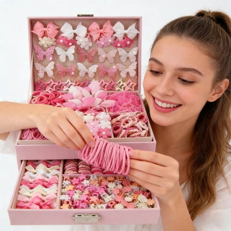 

Sweet Style Women's Hair Clips - 520 Designs Available, 1PC Randomly Shipped (Not 520 PCS) - Pink Glitter Butterfly Collection