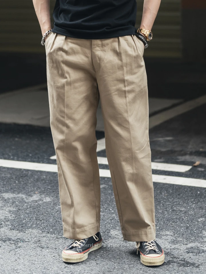 V*】様 1950’s FRENCH ARMY M52 CHINO PANTS Non Stock French Army M52 Trousers 1950-60s Vintage Style Pleated