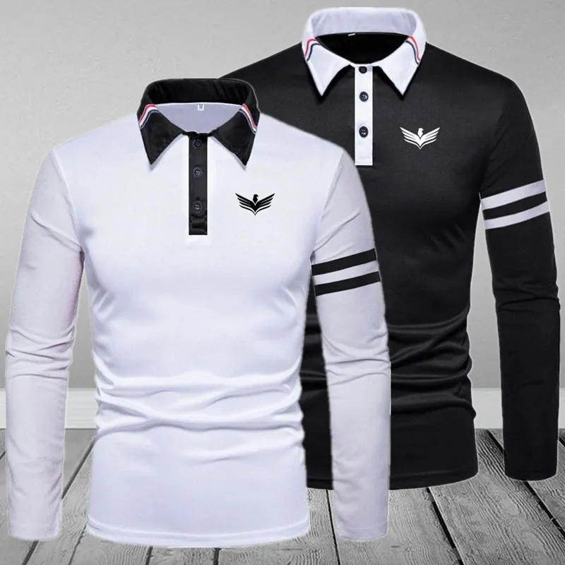 Brand new Classic style men\'s long sleeved printed shirt business casual summer long sleeved polo shirt