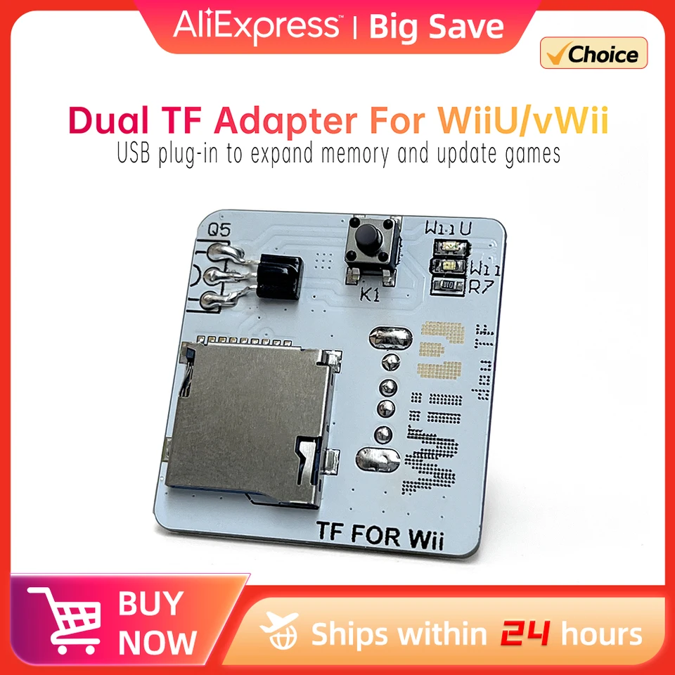 Dual TF Adapter For Wiiu/vWii Console Vis USB Plug-in To Expand