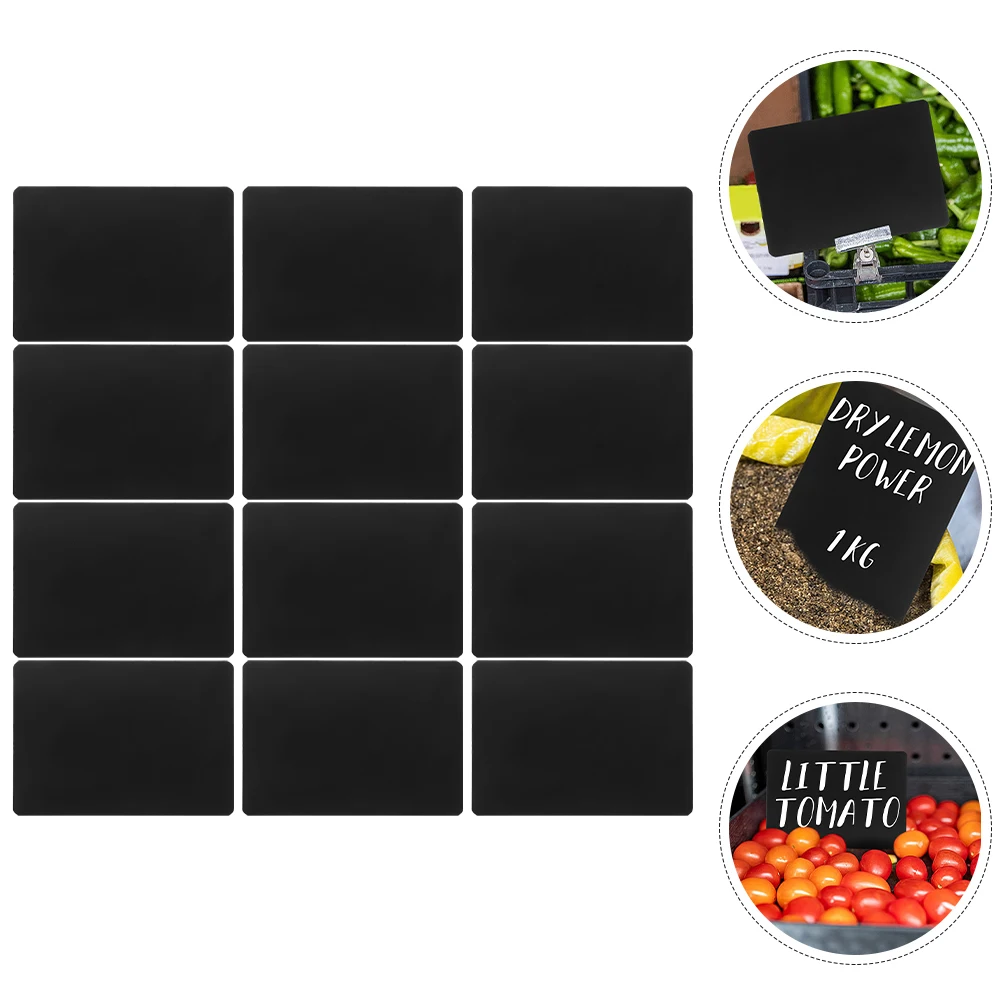

12 Pcs Price Tag Sign Display Label Stand Mini Signs Retail Abs Black Erasable Board Bulk Supermarket Shelf Labels Promotion