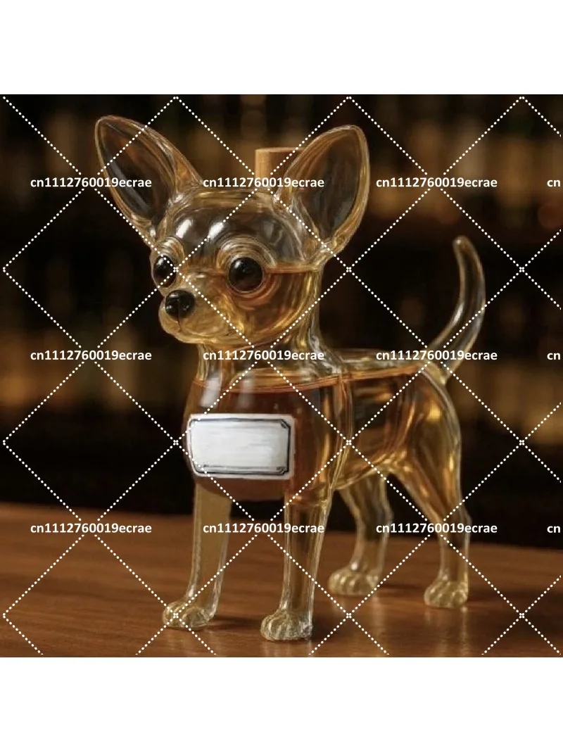 Transparent Glass Cute Chihuahua Sealed Whisky Empty Bottle Home Decoration Fun Style