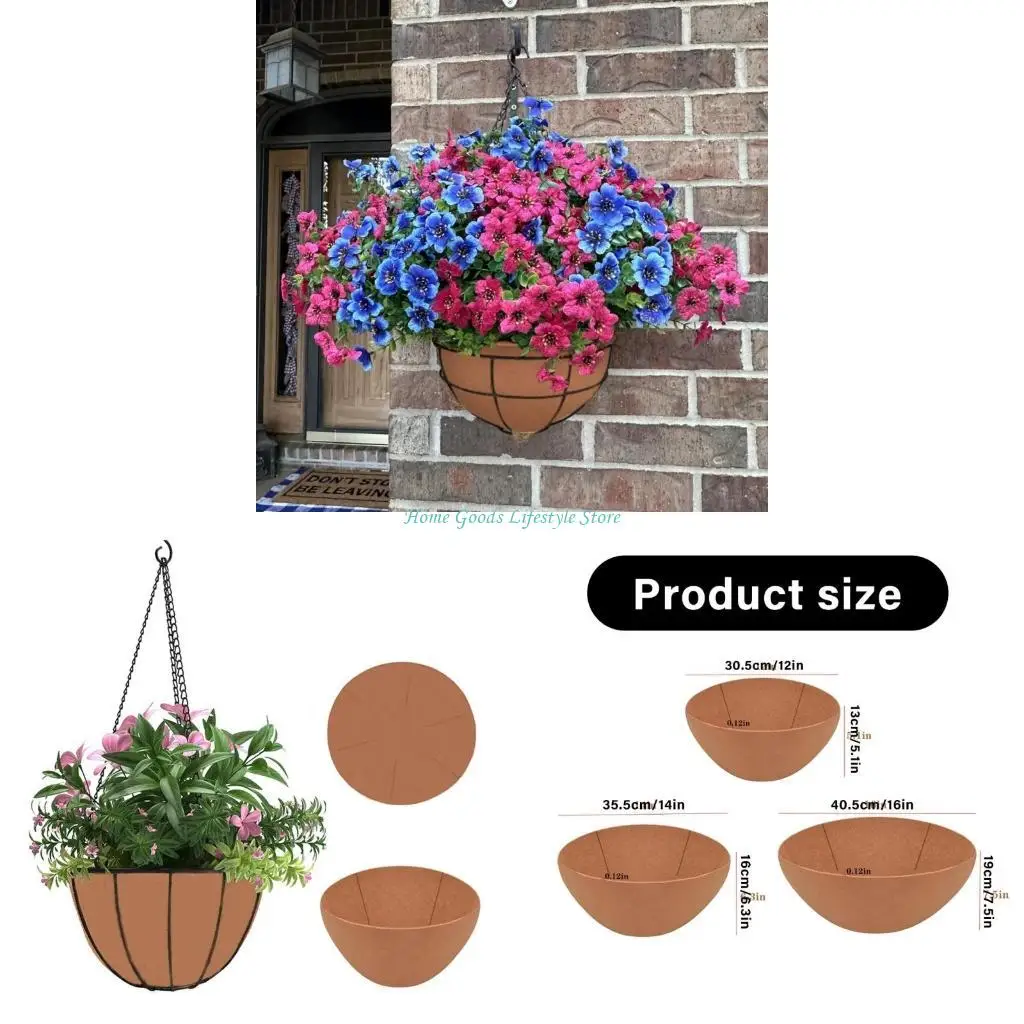 

E74E 3 Pieces Planter Basket Liners Improved Water Retention Breathable Felt Inserts
