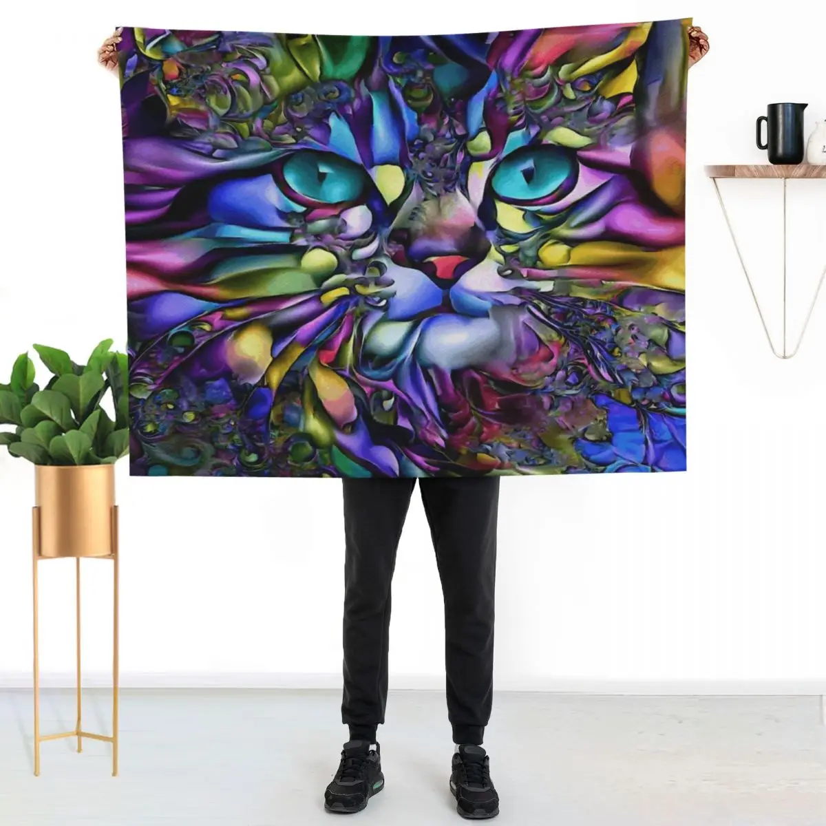 

Andyna Pacific, gat, cat, chat kitty, lea roche paintings Throw Blanket Spring Fall Cozy Throw Blanket for Couch