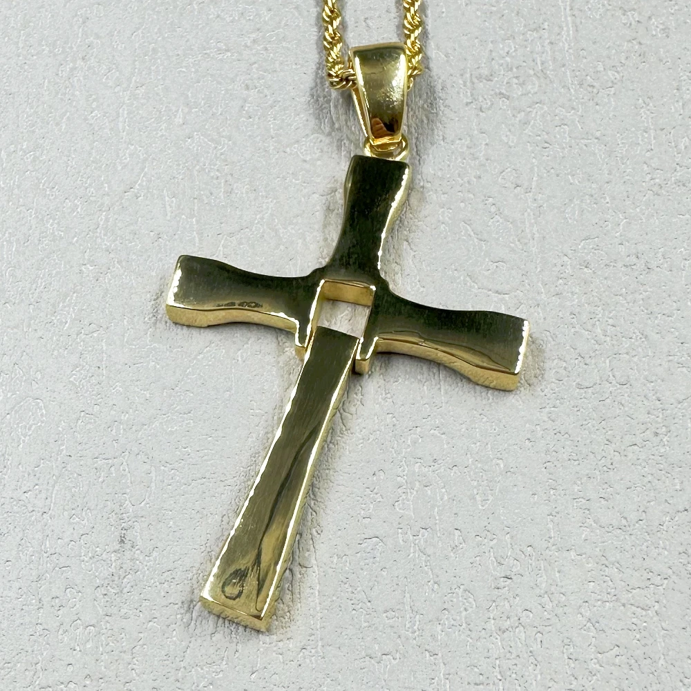 HIP hop Men/Women Cross Pendant Necklace with rhinestone Gold Color 316L Stainless Steel Necklace Popular Jewelry