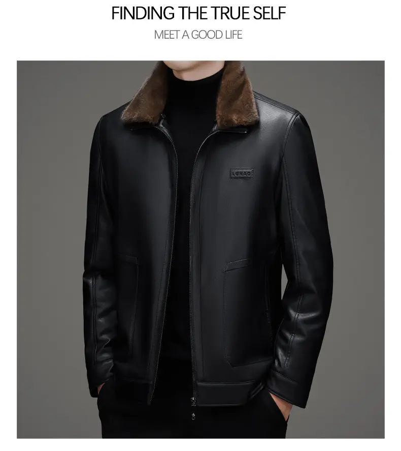 Hohe Qualität männer Casual Faux Leder Ente Unten Jacken Winter Streetwear Warme Puffer Mäntel Verdicken Pelz Kragen Tops Unten Parkas – Detail 10