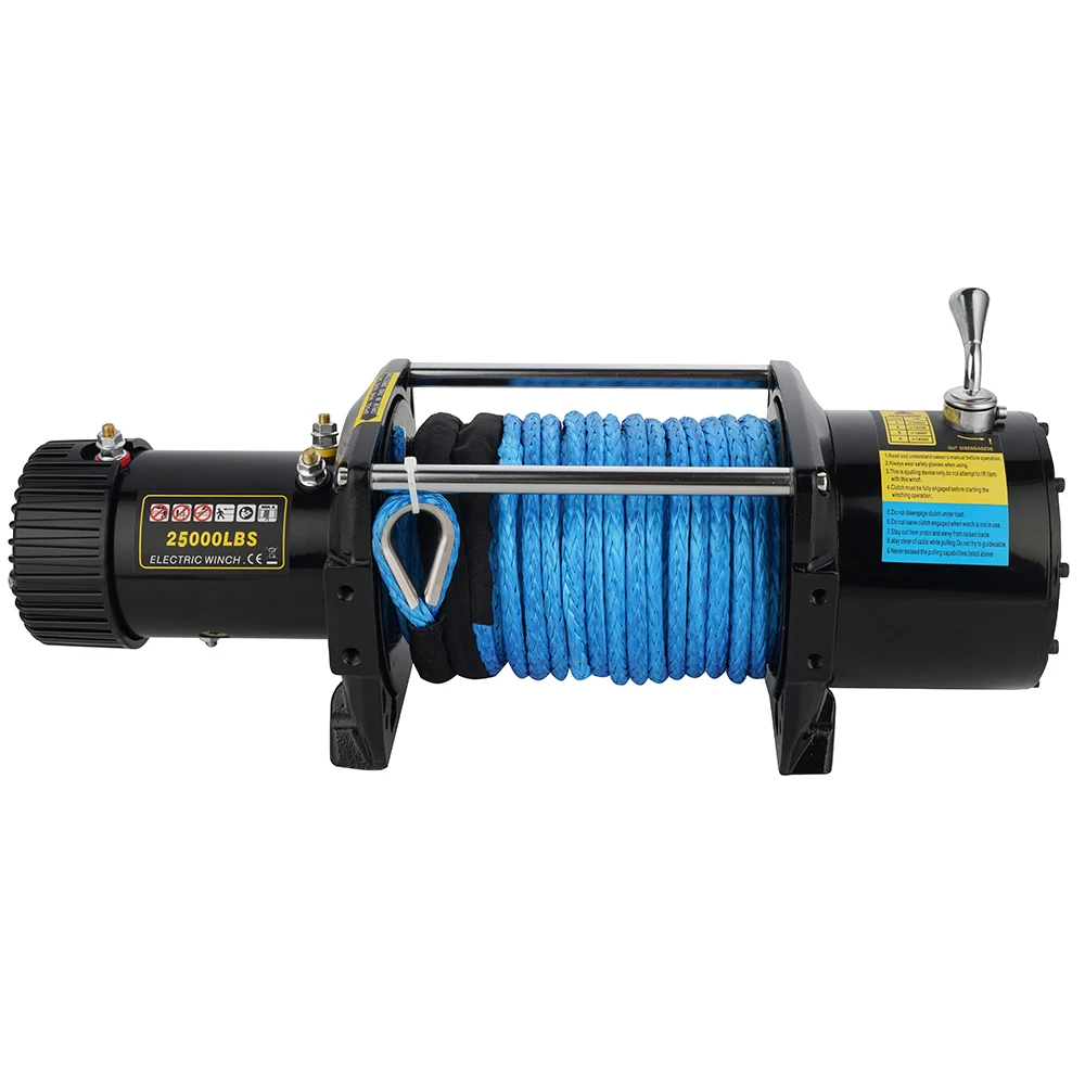 25000lbs 12V Synthetic Rope Electric Winch Waterproof Wireless Remote Control For SUV Car 4x4 Recovery Offroad