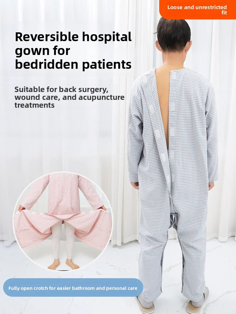 

Post-Operative Patient One-Piece Spwear Cotton Dementia ly Anti-Wear Incontinence Open-Crotch Overall Pants Spring Au...