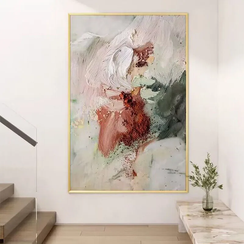 Modern Simplicity Abstract Texture Hand Drawn Oil Painting Advanced Decorative Painting Living Room Decoration Painting  Dining