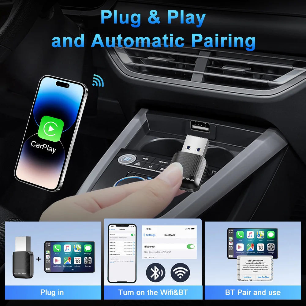 محول CarPlay اللاسلكي M10 2in1 لـ OEM CarPlay السلكي أو OEM السلكي Android التوصيل والتشغيل التلقائي Bluetooth CarPlay الذكي #4