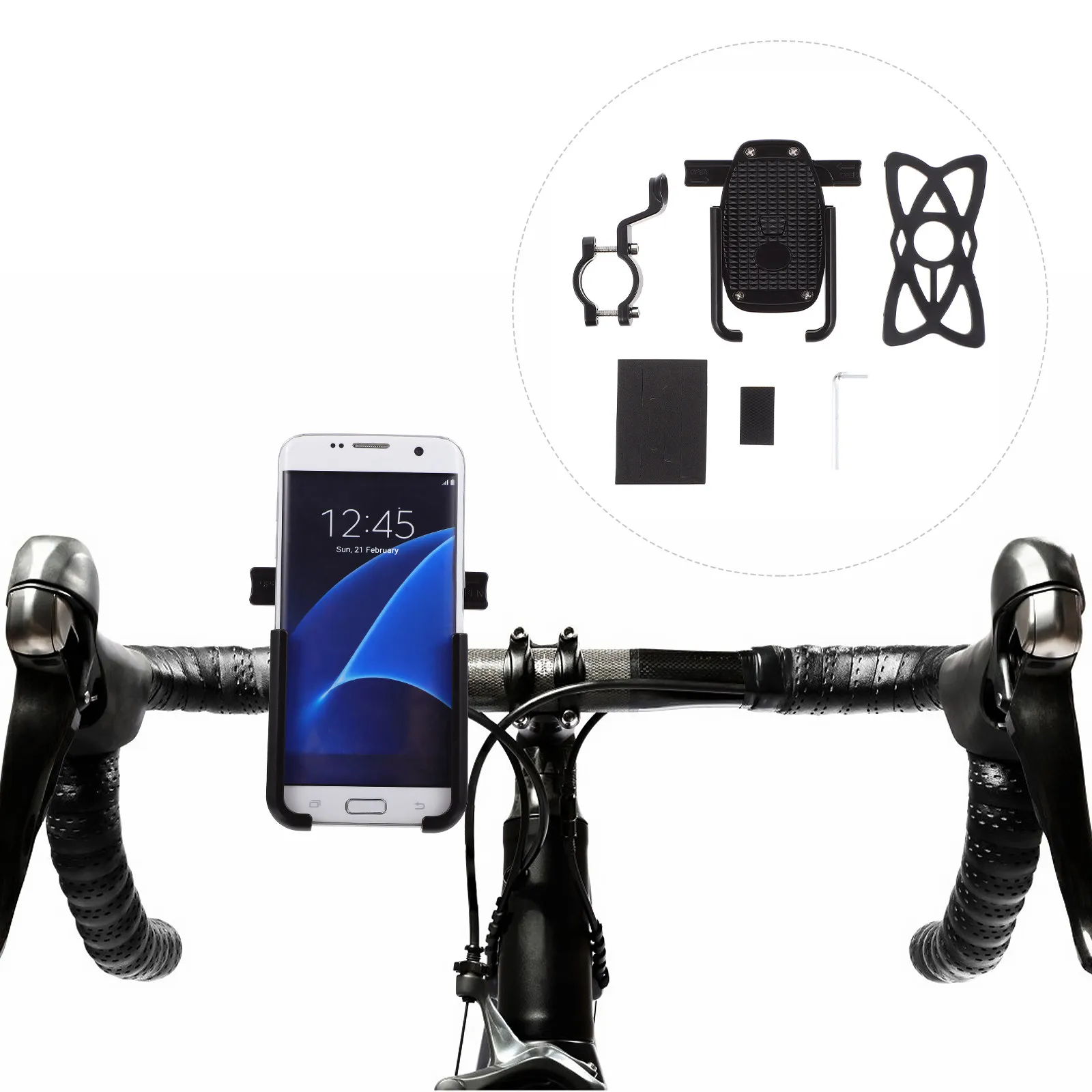 

1Pcs Bike Phone Holder Universal Adjustable Mount for Motorcycle Handlebar 360 Rotation Anti-Skid Grip Cellphone Support