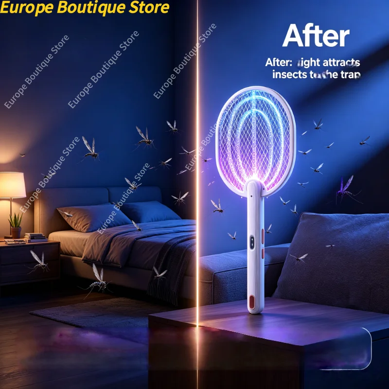 Electric Shock Mosquito Killer Lamp Rechargeable Suction Insect Trap for Bedroom Indoor Fly and Mosquito Elimination