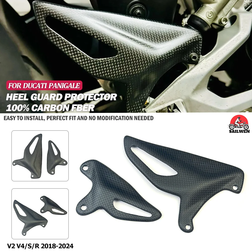 

For DUCATI Streetfighter V2 V4/S 2018-2024 NEW Carbon Fiber Accessories Motorcycle Heel Guard Protector Foot Wing Rearset