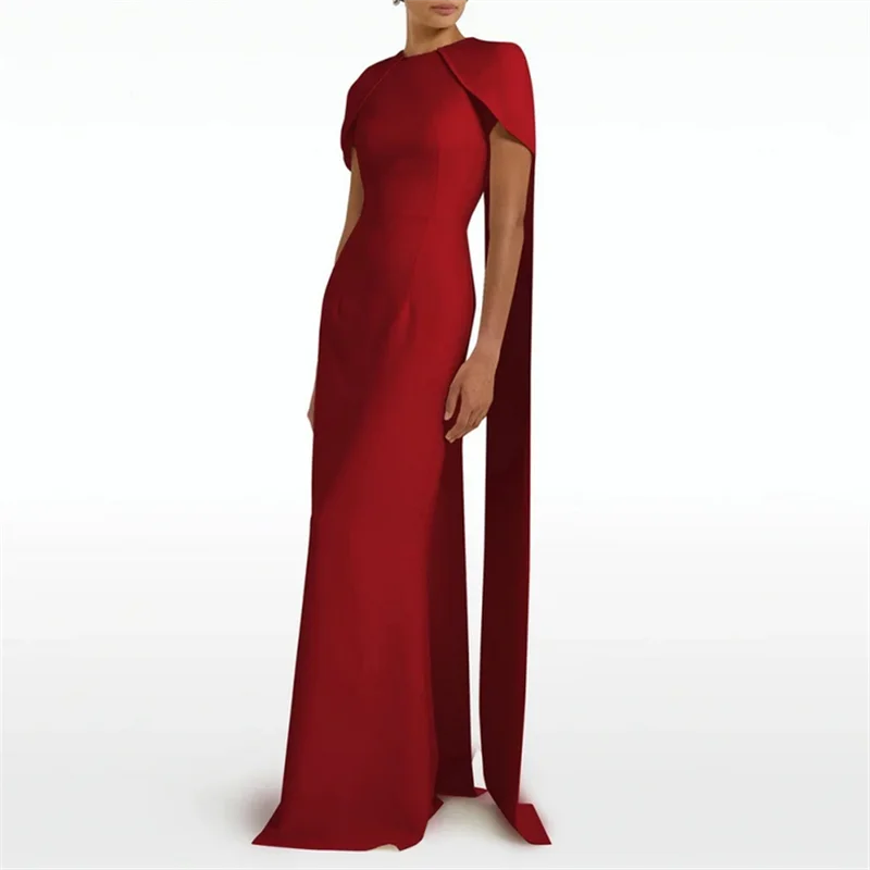 

Lilac Party Dress Regular Sleeve Mermaid Sleeve with Cape O-Neck Prom Dress for Women فساتين السهرة Customized