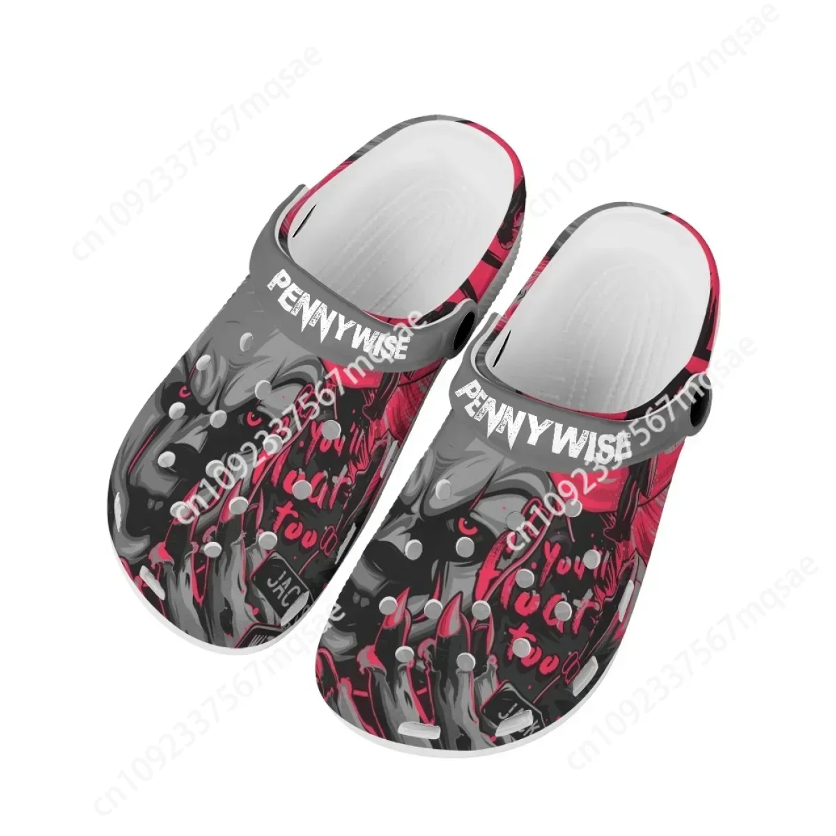 Pennywise Horror Movie Design Clogs Wear Increased Non-slip High-heeled Shoes Hole Shoes Beach Sandals Home Slippers Sandalias