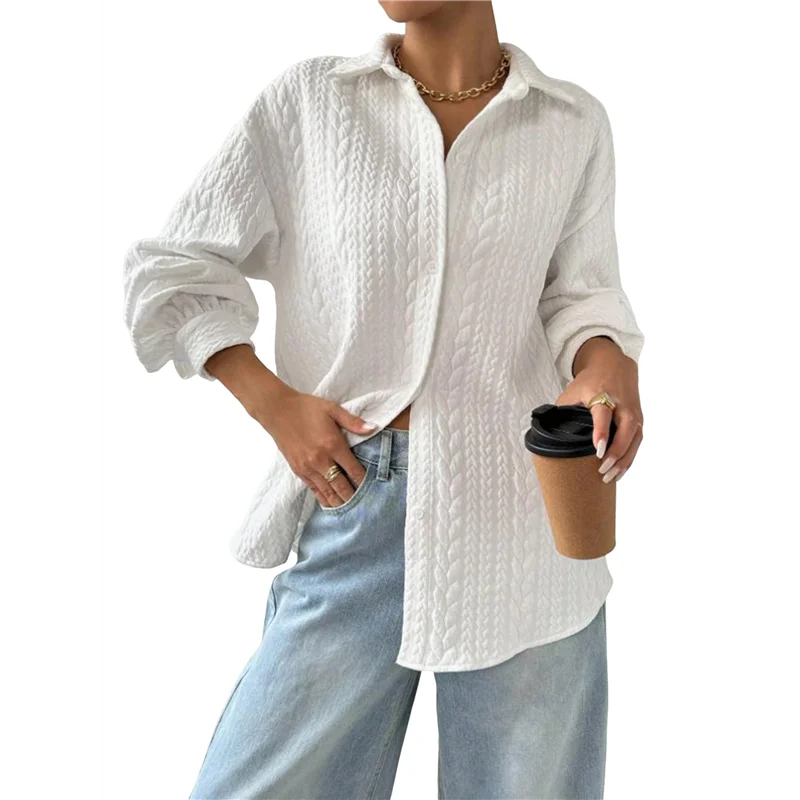 

ASDS-Womens Oversized Button Down Shirts Textured Collared Long Sleeve Shacket Casual Fall Blouses Tops