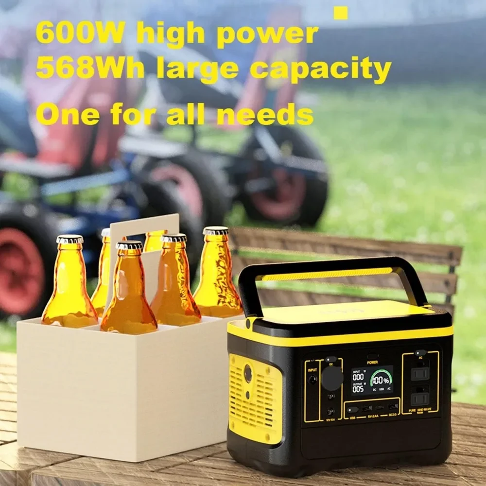 600W Portable Power Station 568Wh solar generetor LiFePO4 Batter 220V/110V Outdoor Emergency Mobile Power Bank Camping RV travel