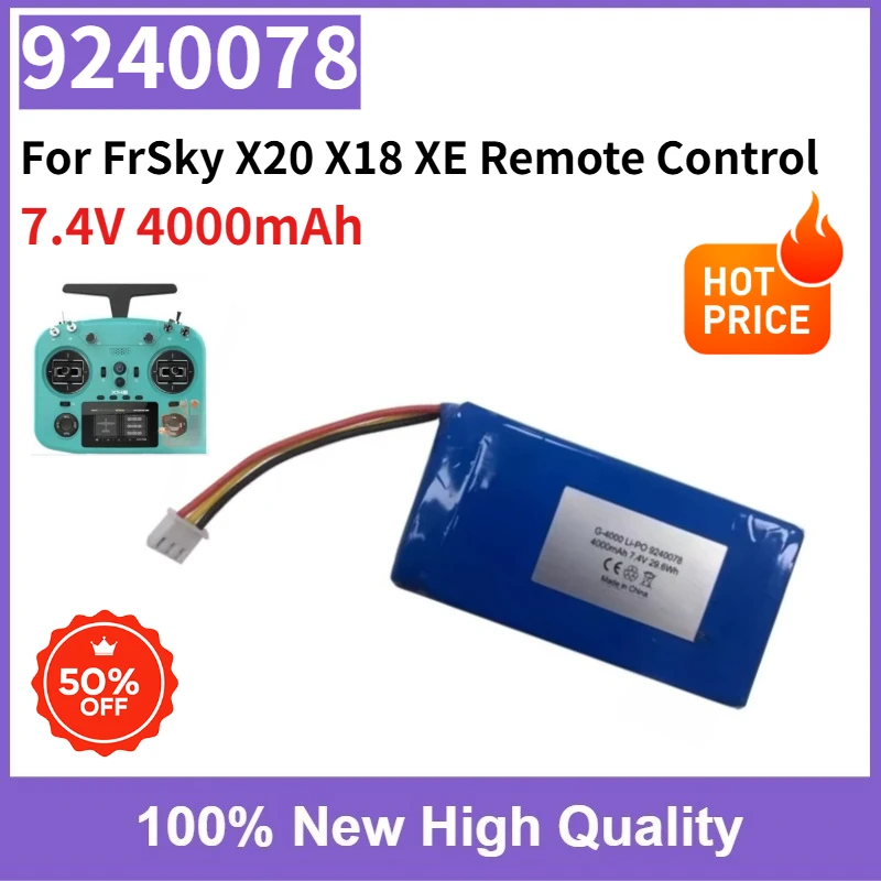 

New High Quality 9240078 2S Lithium Battery 7.4V 4000mAh for FrSky X20 X18 XE Remote Control
