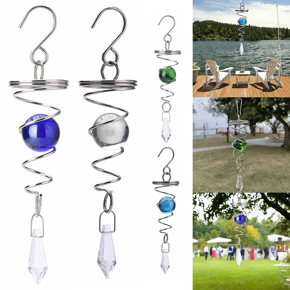 1x Spiral Wind Chime Ball Wind Spinner Pendants Rotating Hook Nursery Garden Yard Home Wall Hanging Decorations Outdoor