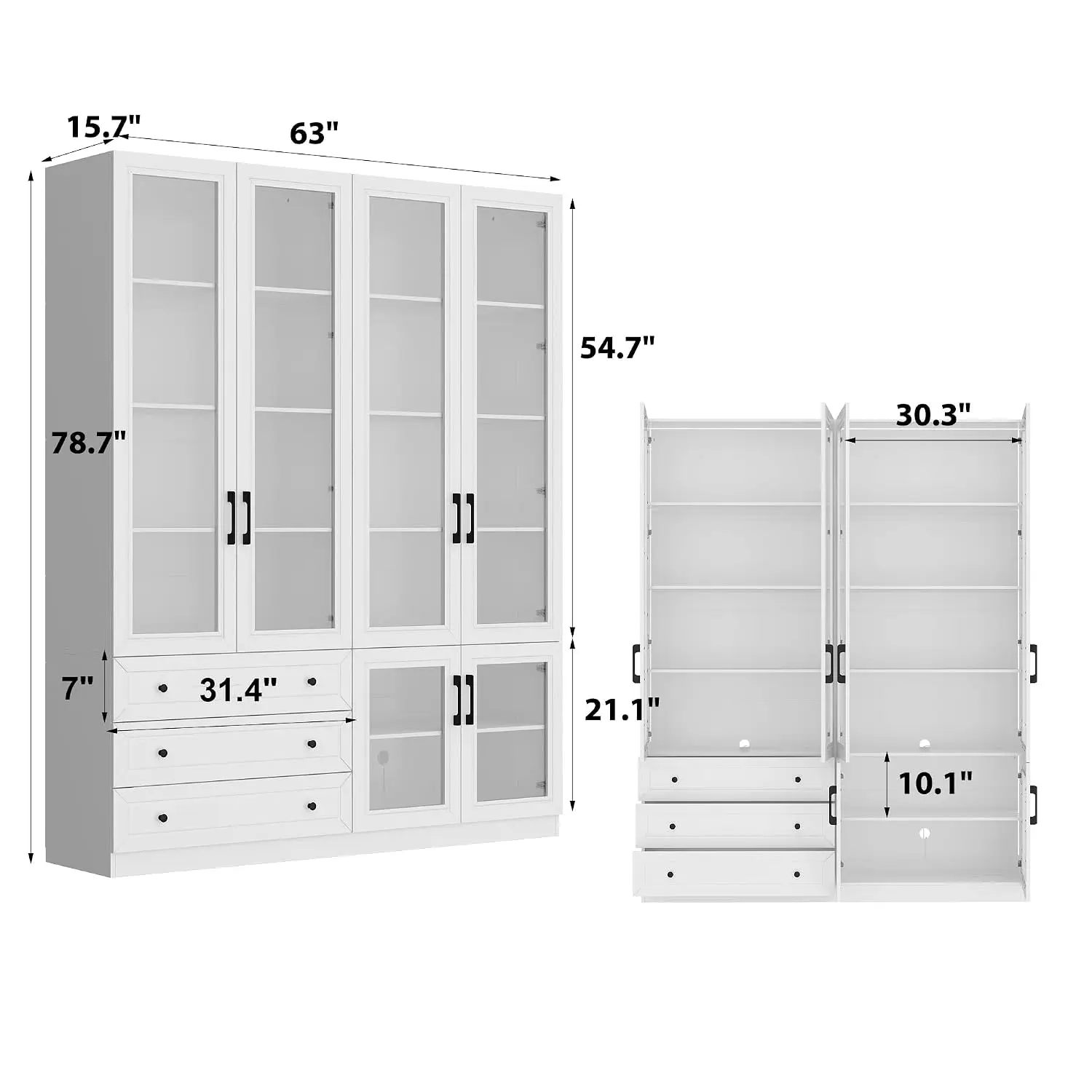 Glass Door Display Cabinet, 63