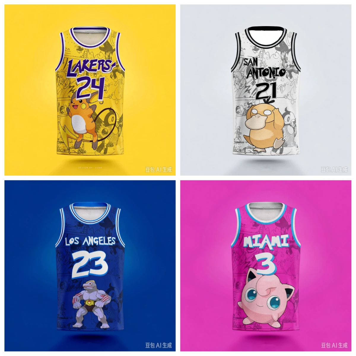 2026 New Cute Cartoon Vest for Adults Children Street Men and Women Pocket Monsters Basketball Clothes, Outdoor Sports Vest Kids