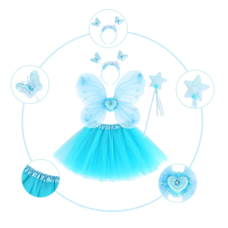 

Сказочные крылья с пачкой бабочки головная повязка Хэллоуин Вечеринка Косплей Костюм 41QC