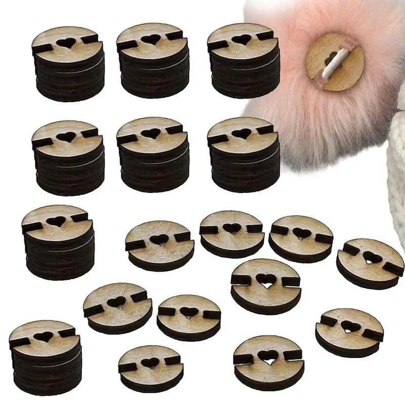 Pom Pom Buttons For Hats Wooden Hat Pom Pom Holder 50pcs Pompom Holders Knitted Hat Making Fastener Tool For Knit Beanies Toques