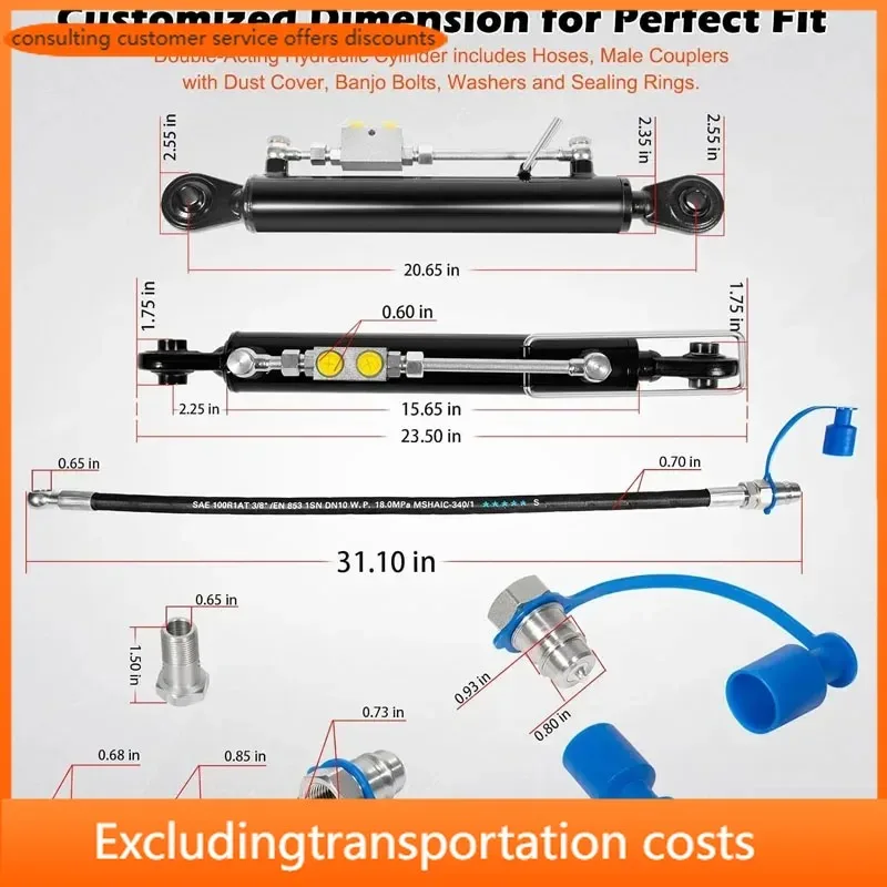 【Hot】SPH320033 Hydraulic Top Link. 1-1 with Locking Block 20 7/8” - 31 7/8” with 2 x Hose, Two-Way Check Valve Hydraulic Cyl