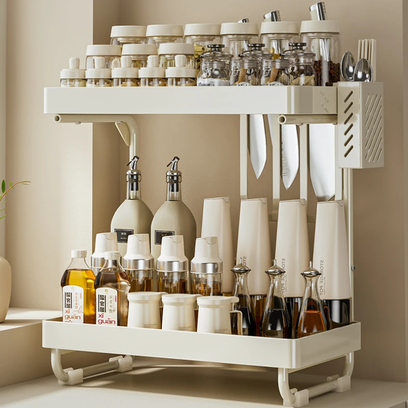 

Good-looking Storage Rack 2-layer Seasoning Rack Multifunctional Kitchen Shelf Oil Salt Sauce Vinegar Organizing Shelves