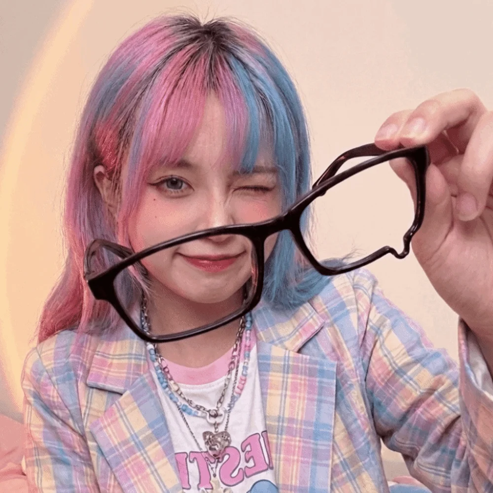 Trendy Black Teardrop Eyeglass Frame Full Rim No Lens Anime Eyewear Frame Half Rim Circle Cosplay Glasses Halloween