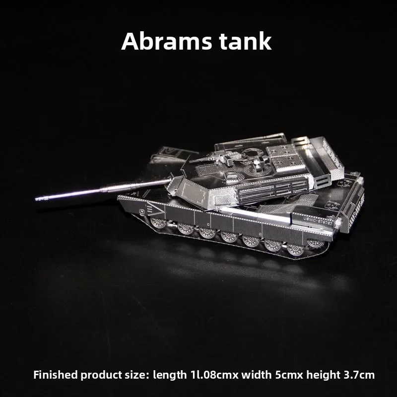 M1 Abrams Main Battle Tank 3D Metal Puzzle Stainless Steel Challenging No Glue DIY Model Kit Mini Military Vehicle Adults Gift