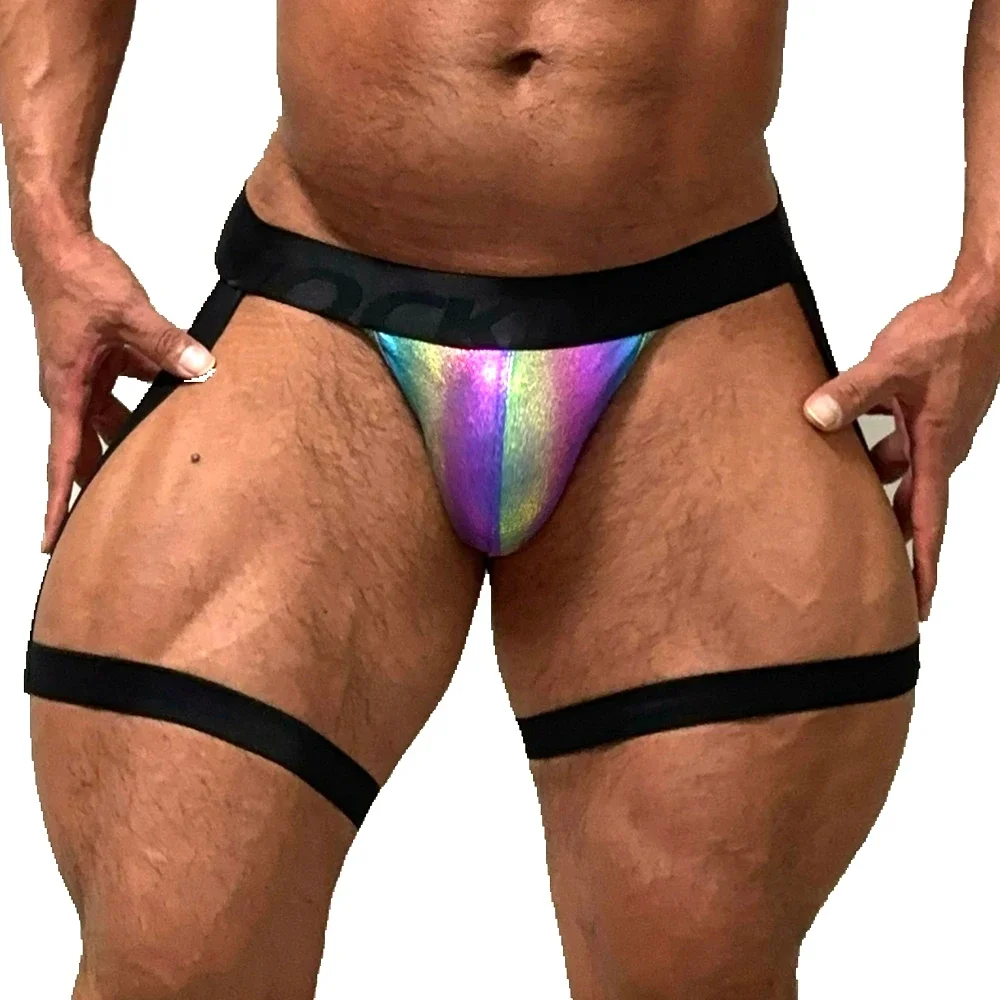 PU Men Sexy G String Thong Erotic Jockstrap Bondage Underwear Penis Pouch Strap Harness Lingerie Hollow Underpants