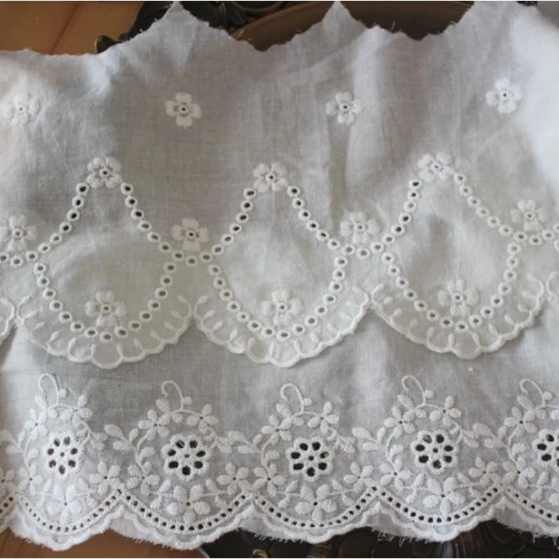 Cotton Embroidered Lace Fabric, Tablecloth, Home Textile, Handicrafts, Decoration, Lace Trimming, RS4663, 5Yards per Lot