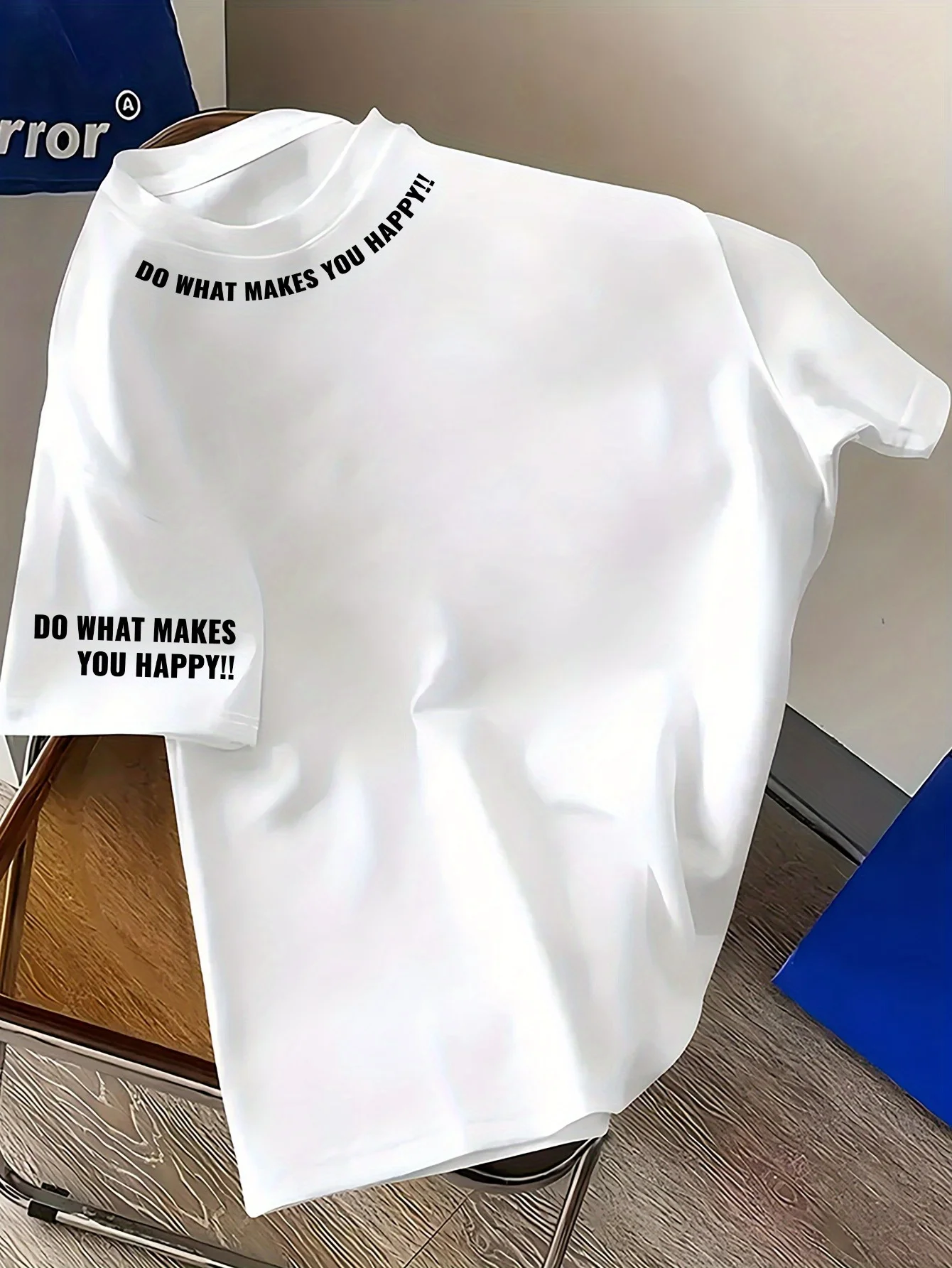 

Pop Men's Summer 100% Pure Cotton Fashionable Casual Sports Loose Geometric Pattern Printed Round Neck Short Sleeved T-shirt Top