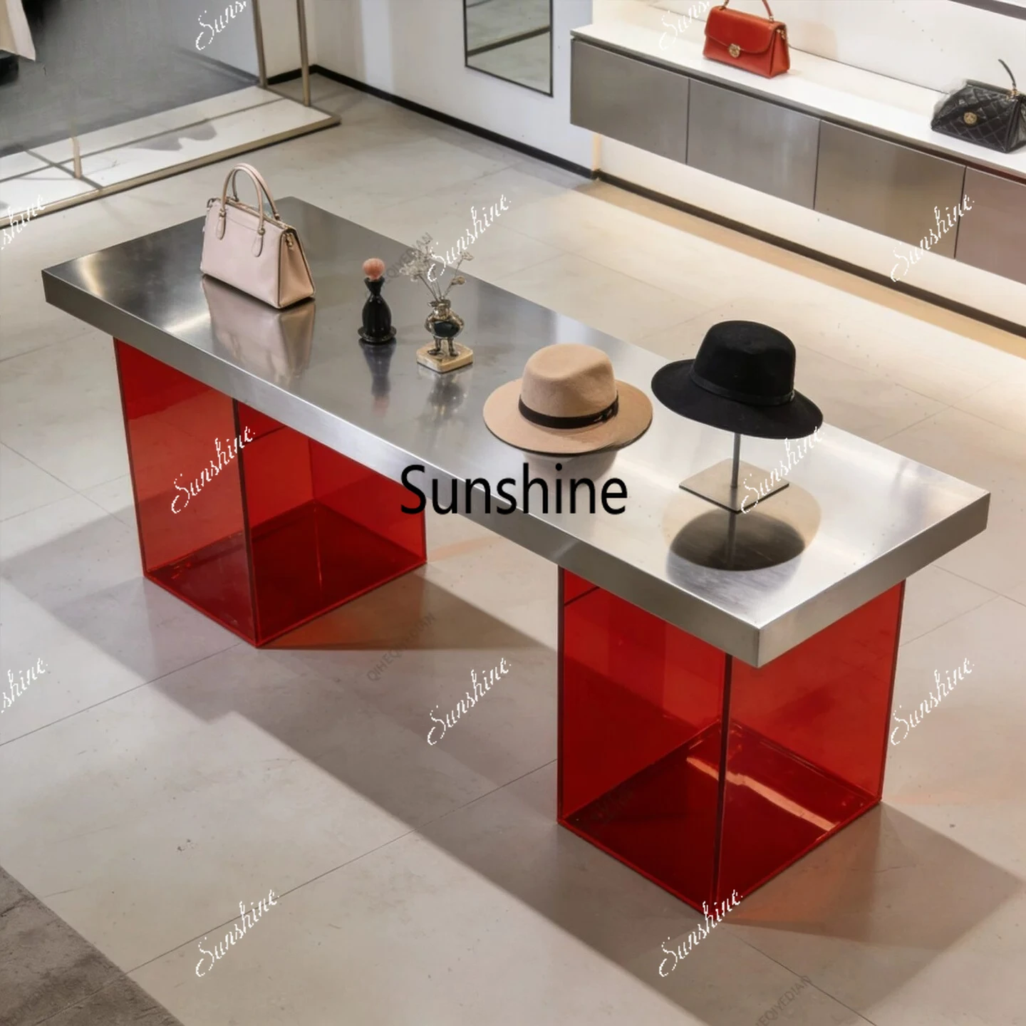 

Stainless steel Nakajima display table Clothing store Acrylic booth Beauty salon Water table