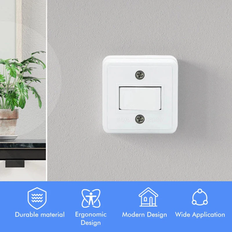 1pc Home Wall Light Press Switch Surface Mounted Snap Switch. 10A 250V. 1 GANG 2 GANG SNAP SWITCH Smart Home Accessories