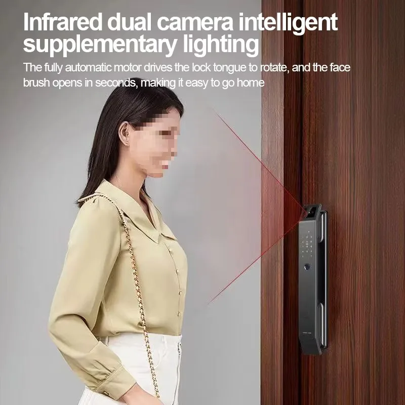 

2025 Tuya 3D Facial Recognition Smart Lock Fingerprint Identification Password Cat Eye Visible Smart Door Lock