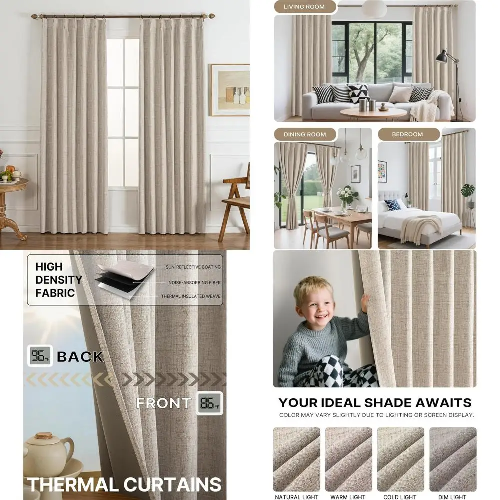 

96-дюймовые 100% плотные шторы и шторы из натурального льна, идеально подходят для спальни и гостиной, 2 панели в стиле фермерского дома