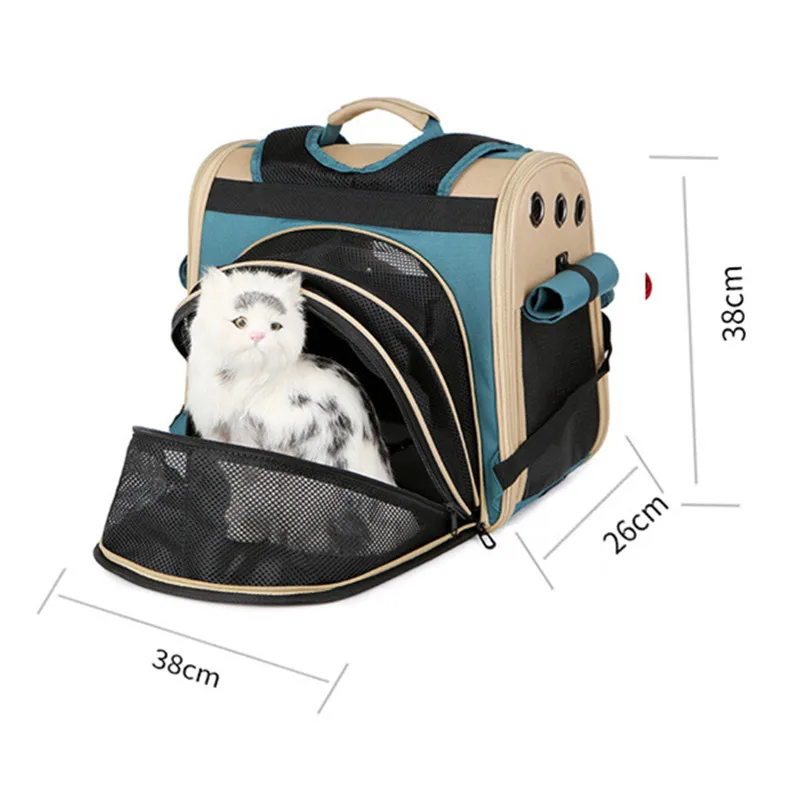 Mochila portátil expansível transparente para pet, grande capacidade, espaço cápsula saco, cão suprimentos, respirável