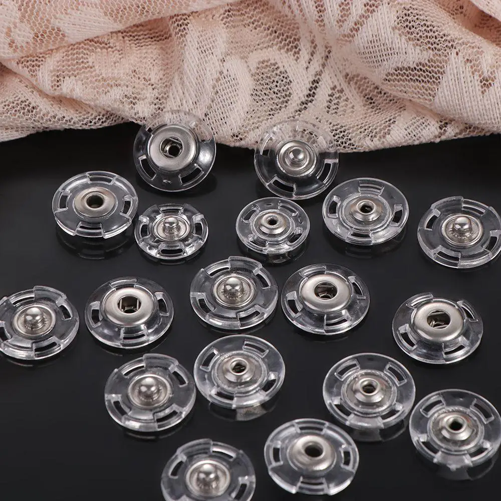 10 pcs Sewing Accessories Plastic Invisible Snap Button Round Fastener Transparent Snap Button Transparent Clasp Tailor
