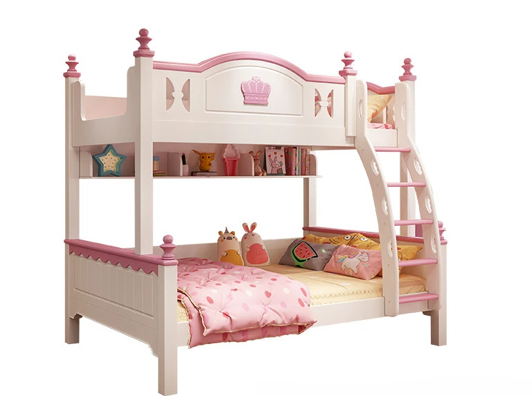 Wholesale children bunk bed girl princess bed children blue and pink bedroom furniture