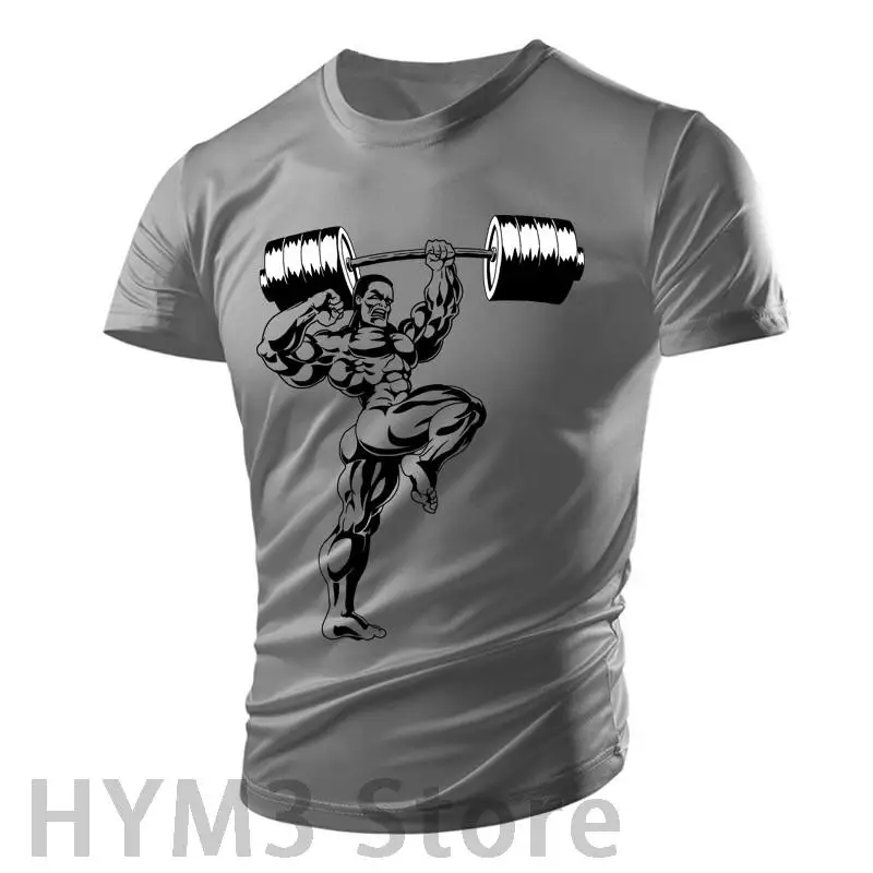 New Muscular Male Weightlifter 3d Printing Men\'s Street T-shirt Tough Guy Gym Running Breathable Light Sports Summer Top