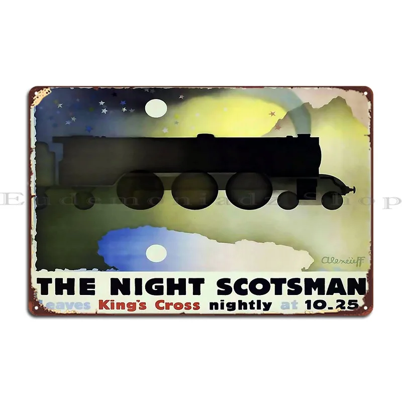 Railway Night Scotsman Metal Plaque Poster Wall Cave Rusty Club Club Character Tin Sign Poster