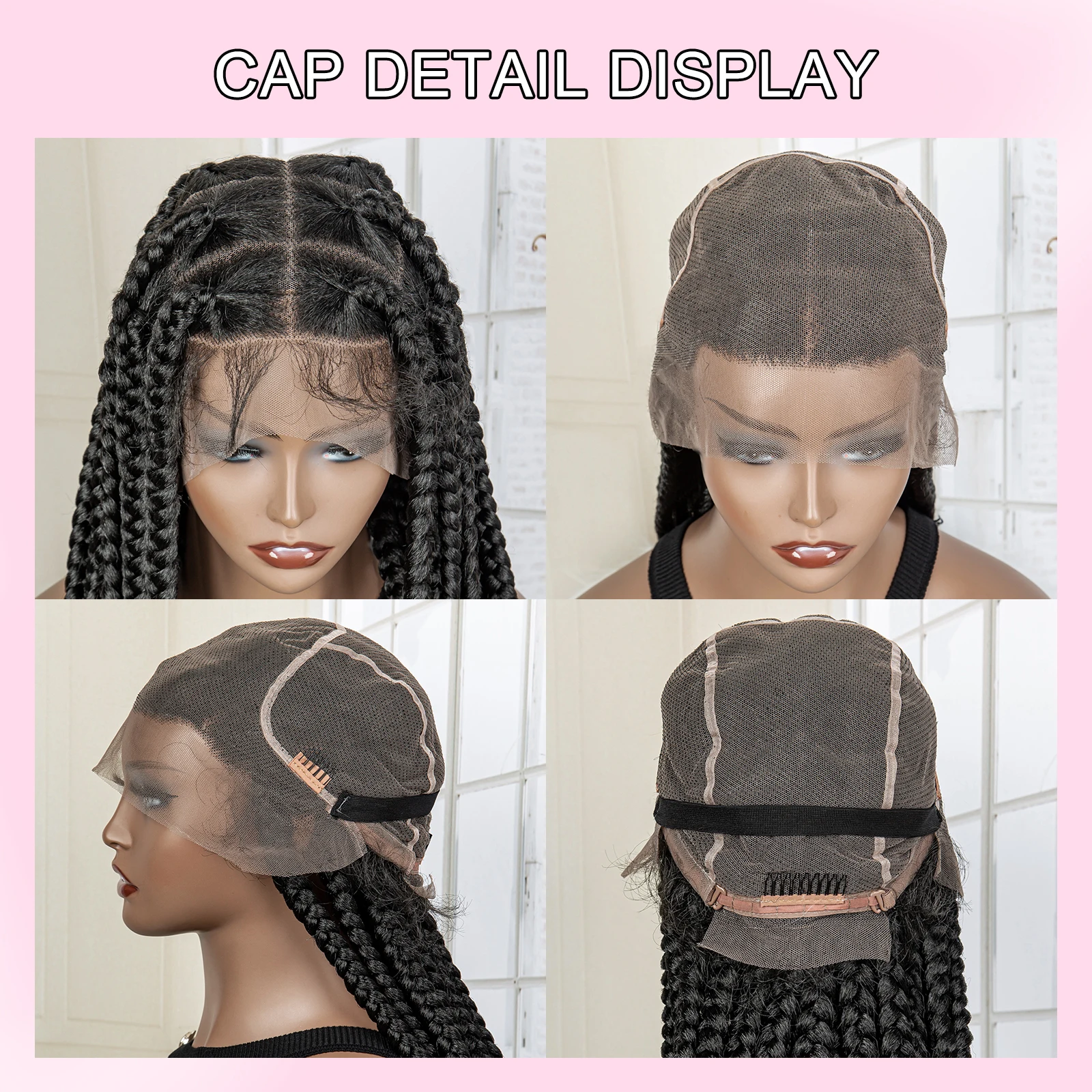 Full Lace Cornrow Vlechten Synthetische Lace Front Pruik Grote Vierkante Knooploos Doos Vlechten Pruik Met Baby Haar Gevlochten Pruiken Voor zwarte Vrouwen