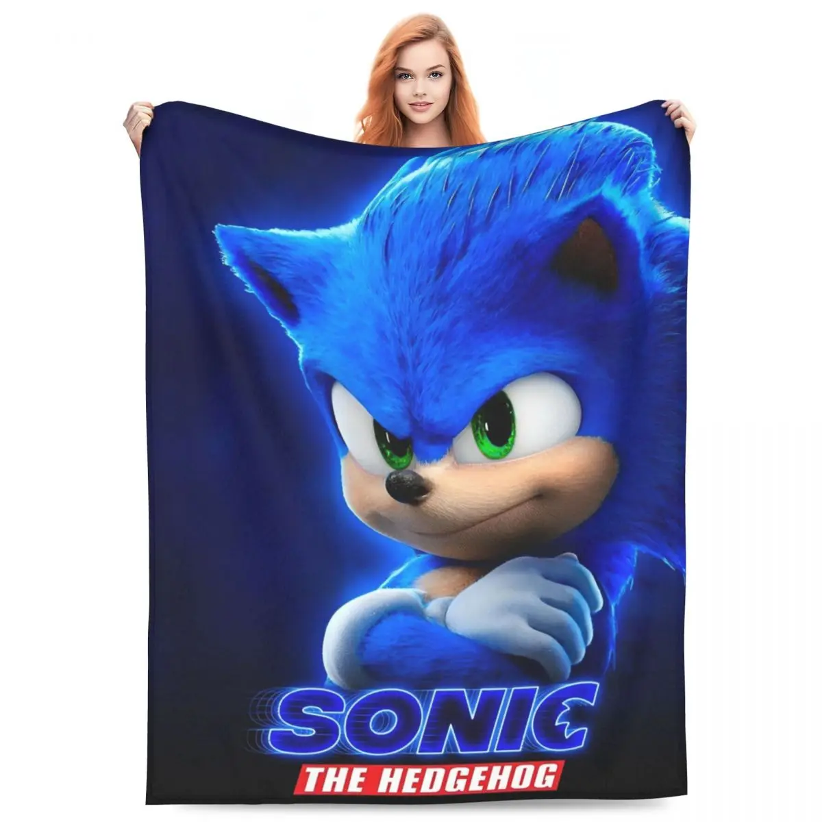 S-Sonic Retro Game Cartoon Warm Blanket Camping Plush Throw Blanket Funny Bedroom Flannel Bedspread Sofa Bed Cover