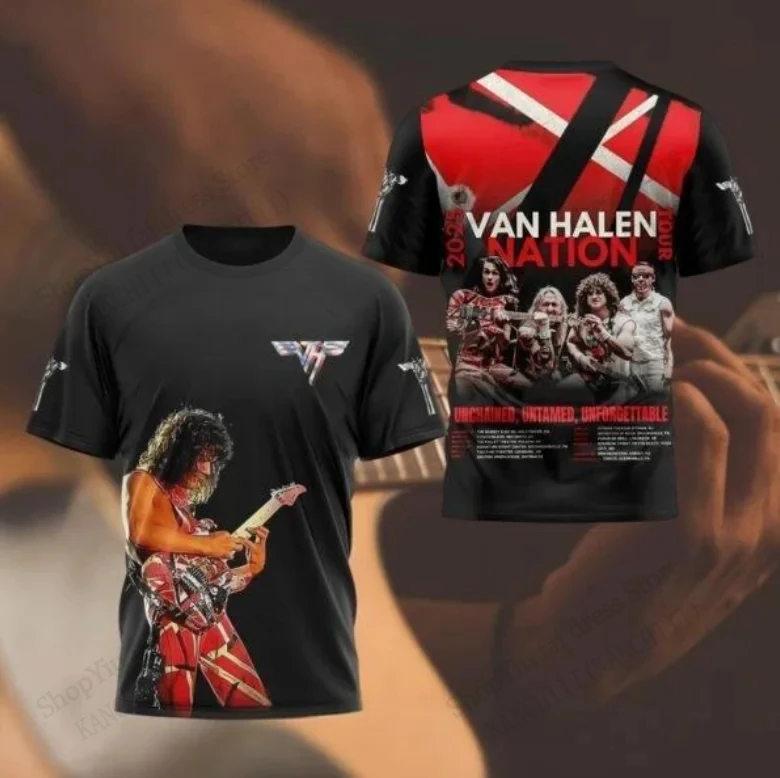 New Summer Men T-shirt Hip Hop Rock Van Halen Band Tour 3D Print Tshirt Men Women Fashion Short Sleeve Tshirt Kids Tops Tees Y2k