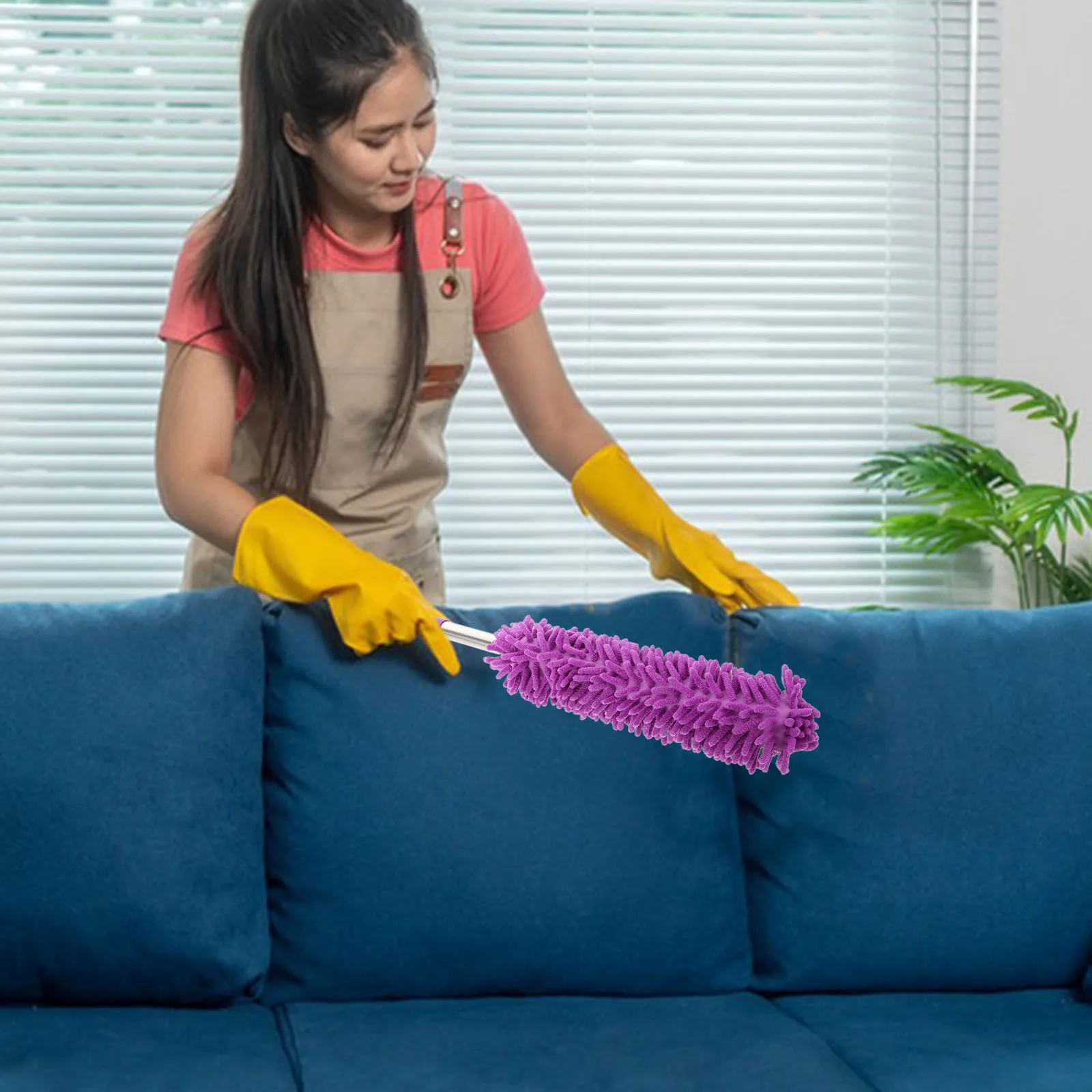 

Premium Chenille Duster with Adjustable Telescopic Rod Heavy Duty Cleaning Tool for Walls Ceilings Cars Extendable Home Dust