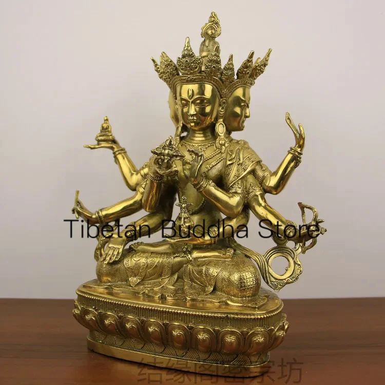 

Pure copper Dzogchen Buddha mother Buddha statue ornaments long life three bronze statues Tibetan Tantric Buddhism Nepal