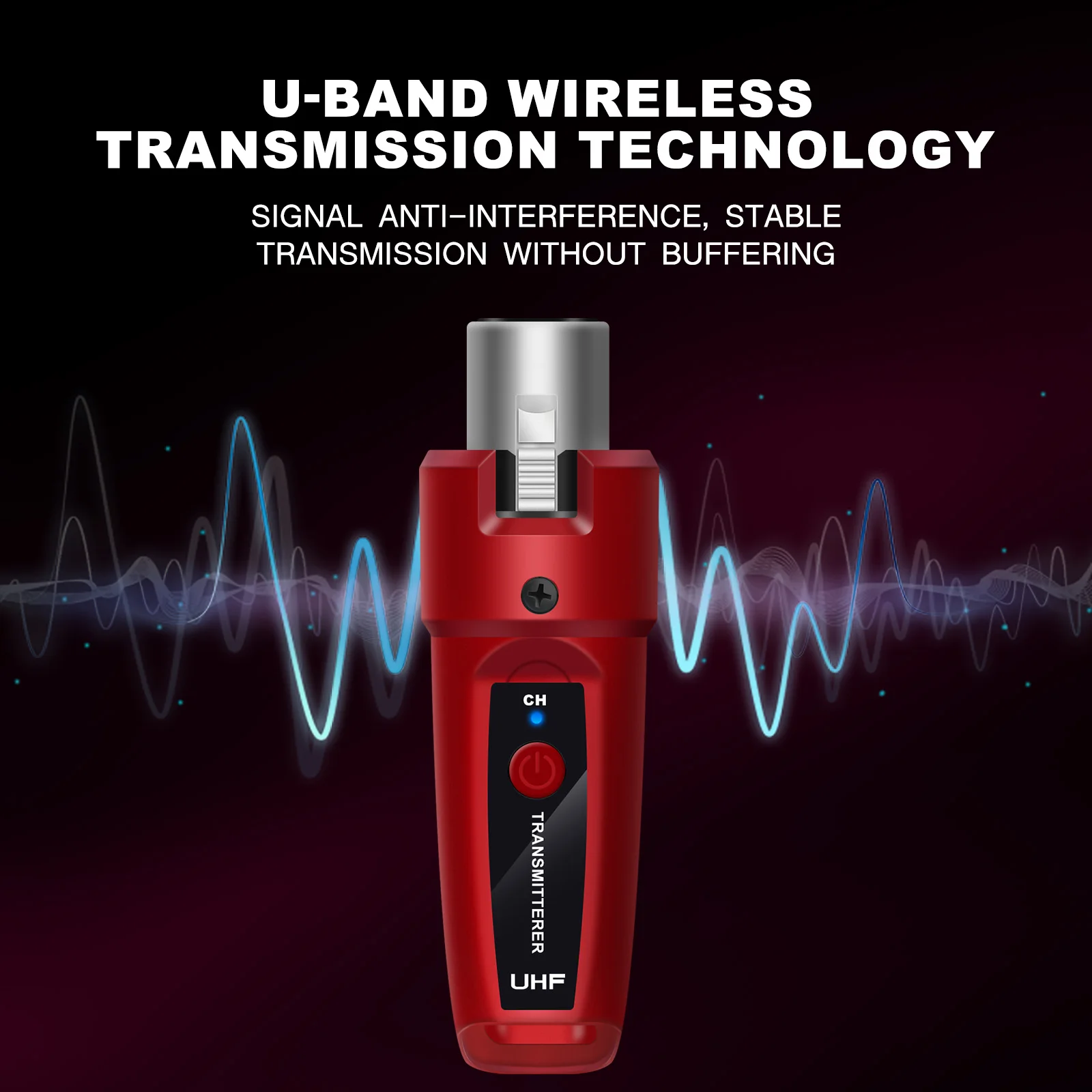 Red Color Professional wireless guitar XLR transmitter and receiver wireless mic system for BETA58 E945 mic audio mixer PA